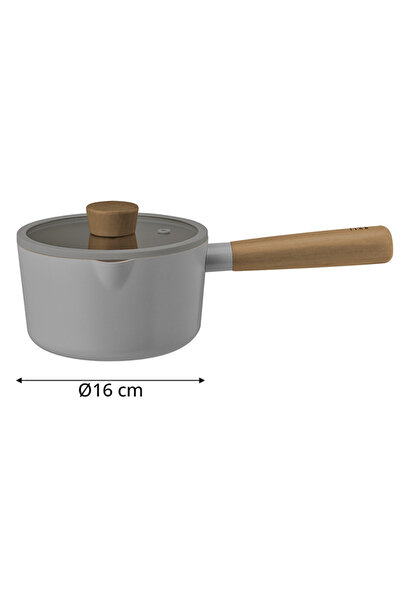 Prima Nova 18 cm Gray Aluminum Fika Sauce Pot - Glass Lid