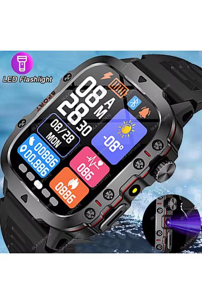 Choice Black Milan New Military Gps Flashlight Fitness Waterproof Tracker Call Smart Watch Men