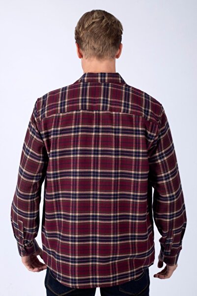 Lee Cooper Argoses Erkek Dokuma Uzun Kol Gömlek Mürdüm-Haki