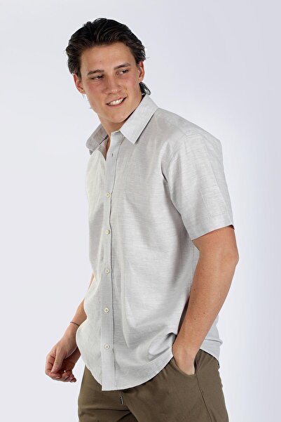 Lee Cooper Gray Andre Men's Short Sleeve Woven Shirt