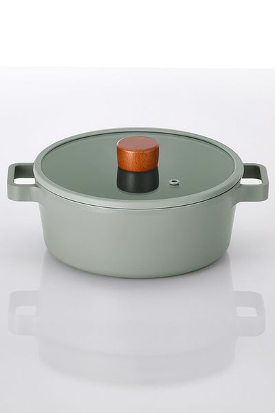 Prima Nova 24cm Gray Aluminum Fika Pot - Cast with Glass Lid