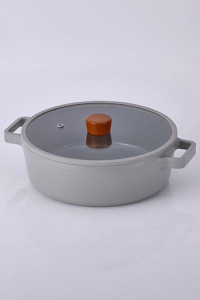 NEOFLAM Fika Cast Aluminum Shallow Pot with Glass Lid 30 cm
