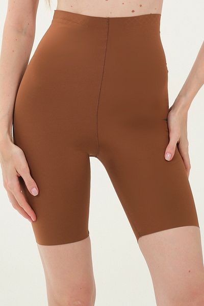 MİSTİRİK Porfy Model Bermuda Non-Marking Shorts Υφασμάτινο σορτς με κορσέ χωρίς ραφές Biker σορτς καφέ χρώμα