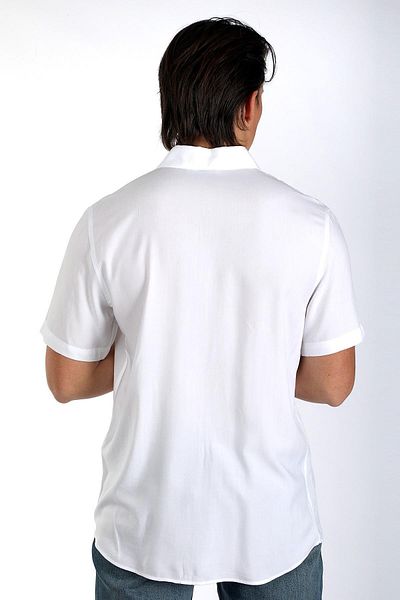 Lee Cooper Мъжка бяла тъкана риза с къс ръкав