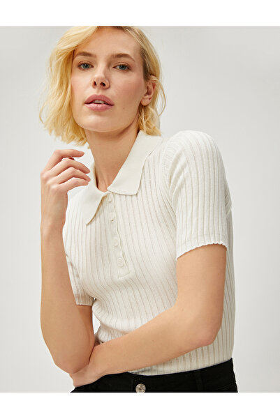 Koton Strickpullover mit Rollkragen, geknöpft und gerippt