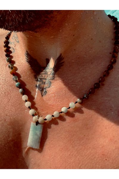 CAPO by Aytaç Yamaç Natural Stone Minimalist Rectangle Men's Necklace