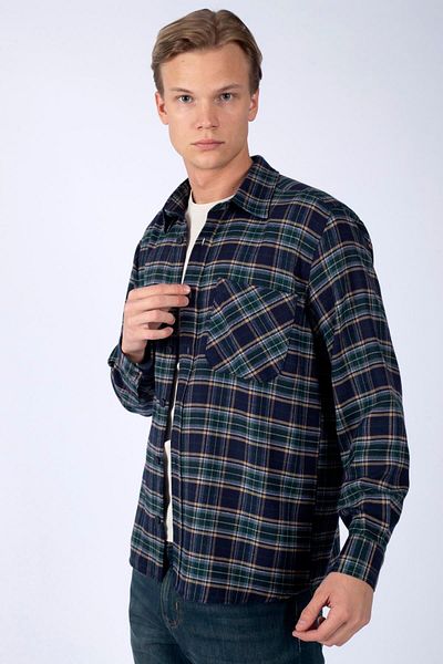 Lee Cooper Мъжка тъкана риза с дълъг ръкав Argoses, тъмносиня