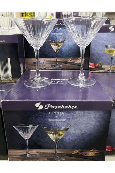 Paşabahçe Elysia مجموعة من 4 أكواب تقديم مارتيني 220 سي سي أصلية. في صندوق