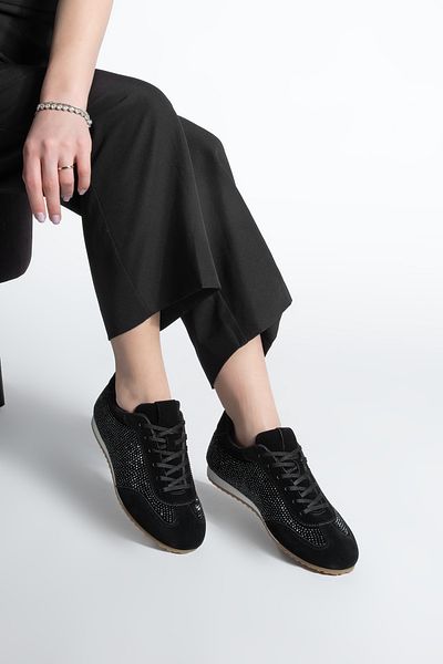 Marjin Tenis de damă Stone Pantofi sport Dorni Black Suede