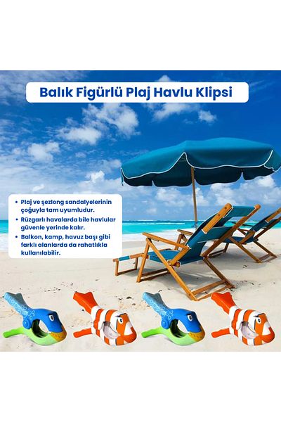 Yenigeldi Pack of 2 Fish Beach Towel Clips – Wind Resistant, Strong Hold, Fun and Portable