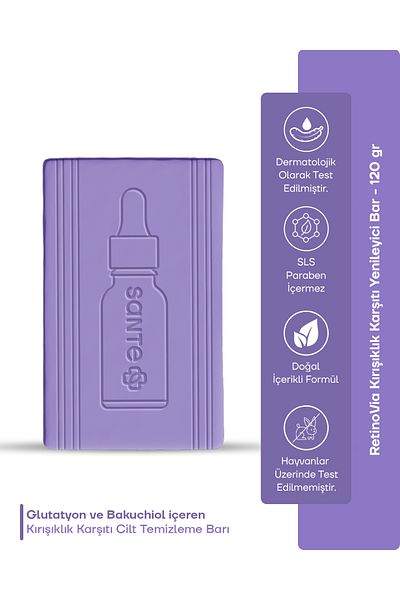 SantePlus ريتينوفيا صابون/قالب حمض الكوجيك المضاد للشيخوخة وتجديد البشرة يحتوي على الريتينول 120 جرام