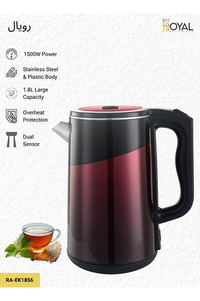 Royal Electric Kettle Plastic Housing With Inner Stainless Steel, 1.8 L 1500 W Ra-ek1856