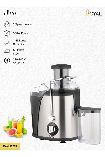 Royal Juice Extractor With 2 Speeds - 1.8l Large Container Whole Fruit Juice Extractor, Ra-sj2211