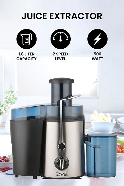 Royal Juice Extractor 1.8 L 500 W With 2 Speeds Large Capacity S.s Housing & Mesh Strainer, Ra-sj1111