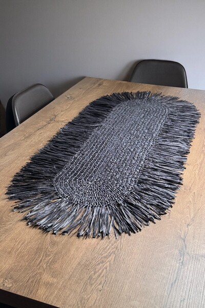 Doryan Home Scandinavian - Kağıt Raffia Örgü Püsküllü Saçaklı Oval Dekoratif ...