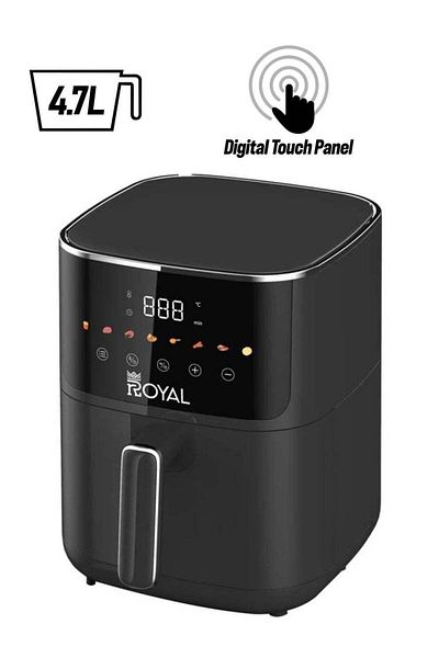Royal Digital Air Fryer 80-200 C Temperature, With Visible Windows, Rapid Hot Air Circulation, 4.7