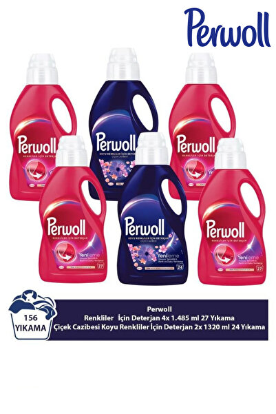 Perwoll Renkliler 4x1.485 ml 27 Yıkama Çiçek Cazibesi Koyu Renkler2x1.320 ml ...