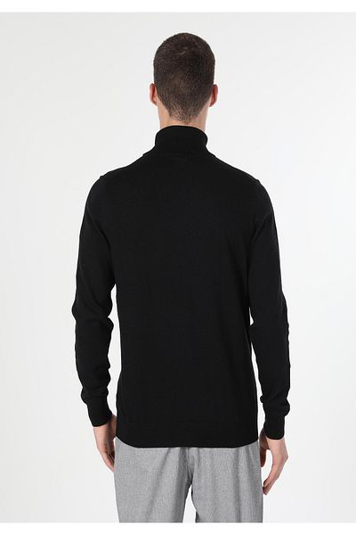 Colin's Pulover negru pentru bărbați, cu gât țesut, jacquard