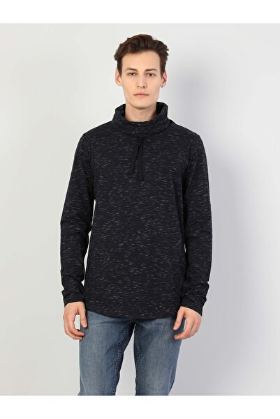 Colin's Regular Fit Erkek Yüksek Yaka Mavi Uzun Kol Tişört Cl1047355