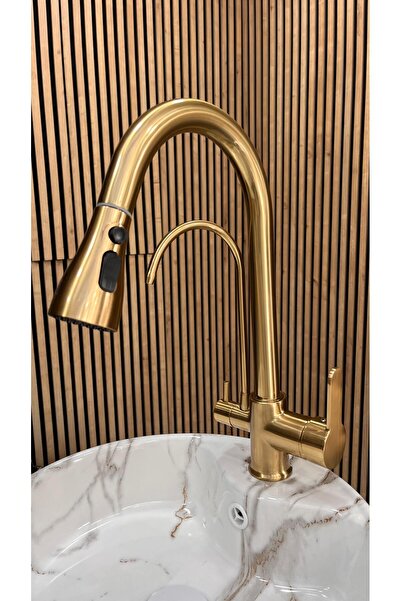 EFDAL YAPI MİMARLIK MAT GOLD ARITMALI  SİPRALİ MUTFAK BATARYASI 3 YIL GARANTİLİ ÖZEL RENK PASLANMAZ LEKE TUTMAZ