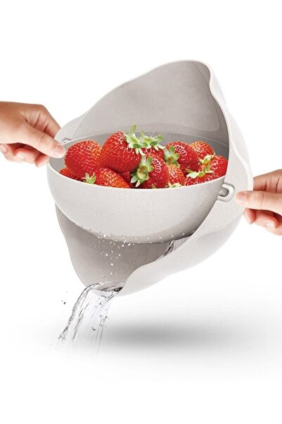 Star مصفاة غسيل الأرز والمعكرونة قابلة للدوران 360 درجة، مصفاة غسيل فواكه نباتية دوارة بغرفة مزدوجة