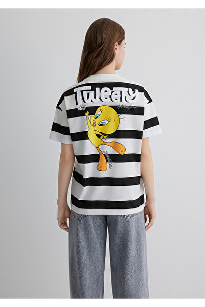 Mavi Tweety Printed Black T-Shirt Loose Fit / Loose Relaxed Cut 1613354 -85407