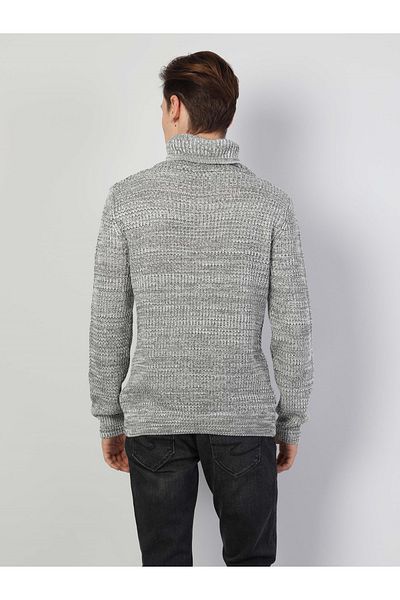Colin's Men's Gray Melange Slim Fit Raft Collar Sweater - Cl 1045883