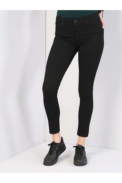 Colin's 759 Lara Mid Waist Skinny Leg Super Slim Fit Black Women's Jean Trousers Cl1025327