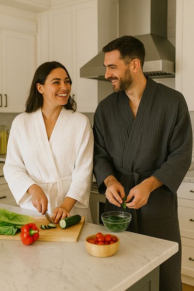 Lucy and Home Unisex Λευκό 4 στρώσεων Μουσελίνα Φόρεμα / Μπουρνούζι / Κιμονό