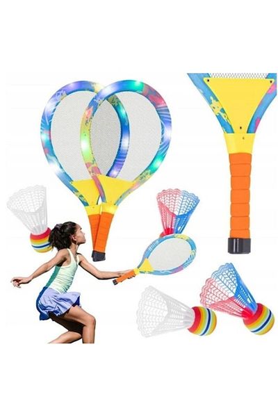 indiggo GlowFun Racket Set - LED Badminton and Tennis Rackets, Multicolor