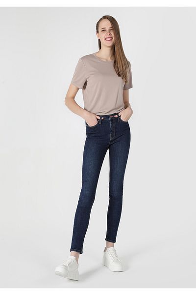 Colin's Super Slim Fit Mid Waist Slim Leg Women's Dark Indigo Jean Pants