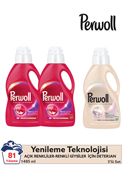 Perwoll Yenileme Renkliler 2x 1.485ml & Açık Renkliler x1 1.485 ml 27 Yıkama ...