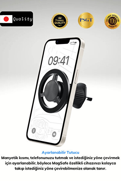 PSGT Araç Içi Magnetik Telefon Tutucu YM8-C13 360 Derece Dönebilen Havalandır...