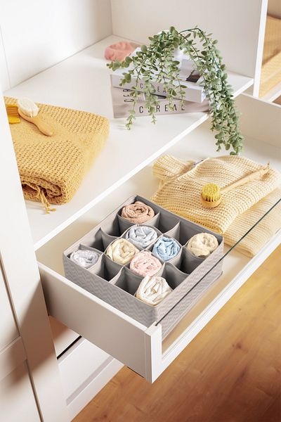 Serstil 16 Compartment Drawer Cabinet, Foldable Organized Log 28X28X12 cm