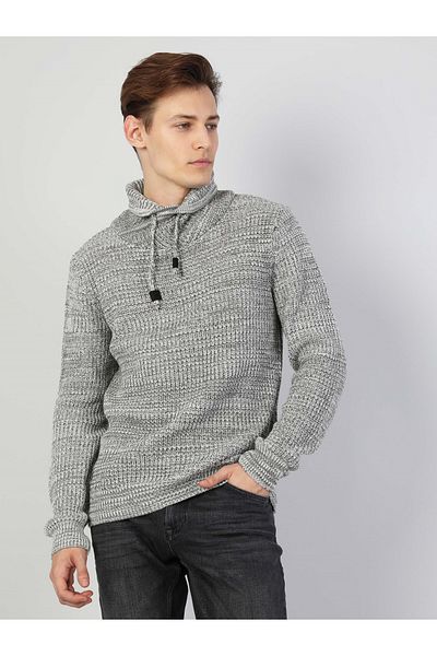 Colin's Men's Gray Melange Slim Fit Raft Collar Sweater - Cl 1045883