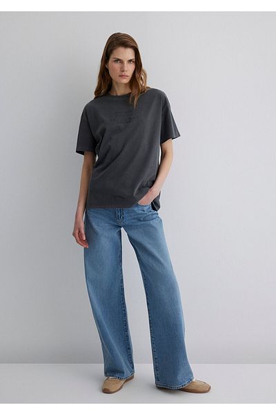Mavi Printed Anthracite T-Shirt Loose Fit / Loose Relaxed Cut 1613141-70763