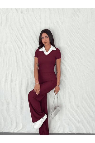 sencicollection Burgundy Color Premium Bottom Top Set