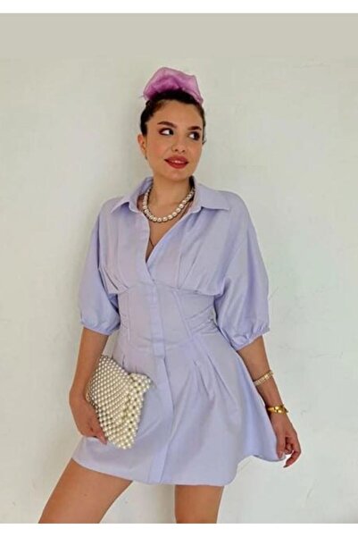 St boutique Gömlek Yaka Sırt Detaylı Elbise