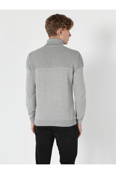 Colin's Slim Fit Half Turtleneck Men's Gray Sweater