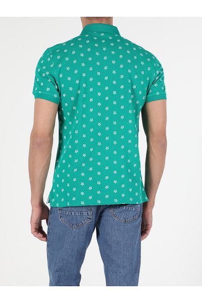 Colin's Tricou verde cu mânecă scurtă pentru bărbați, cu gât polo, cu croiala normală
