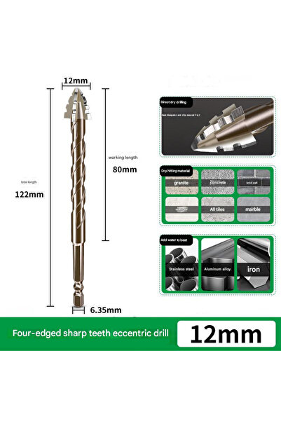 Choice مجموعة رؤوس مثقاب مسننة عالية الحواف بقطر 12 مم، مكونة من 10/8 قطع، للطوب والخرسانة والسيراميك الزجاجي