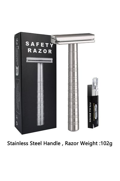 Choice Stainless Steel Stainless Steel Double Edge Safety Razor With 5 Spare Blades 30° Angled Precision Re