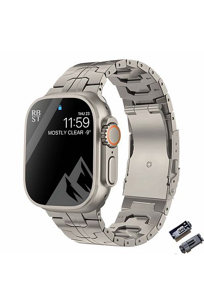 OEM Curea Titan Premium Apple Watch 42–49 mm, Compatibilă Ultra/1–8/se,culoare Titan