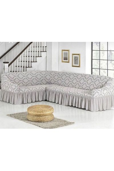 ARTUÇ JACQUARD PAISLEY PATTERN L CORNER 5 PERSON SOFA COVER SEAT COVER SOFA COVER WITH SKIRT RUBBERIZED STANDARD