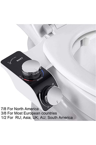 Choice G1/2 Hot And Cold Bidet Toilet Seat Attachment Non-electric Self-cleaning Dual Nozzles Wash Hot Cold
