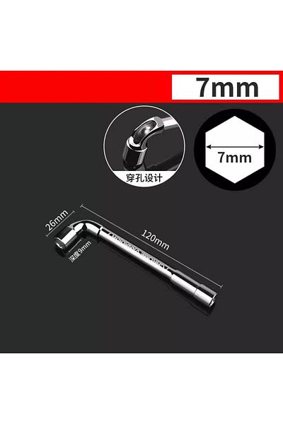 Choice 7mm L-shaped Pipe Socket Wrench Car Repair Tool Set Shaped Hexagonal Spanner Hand Tool Set Wrenchs