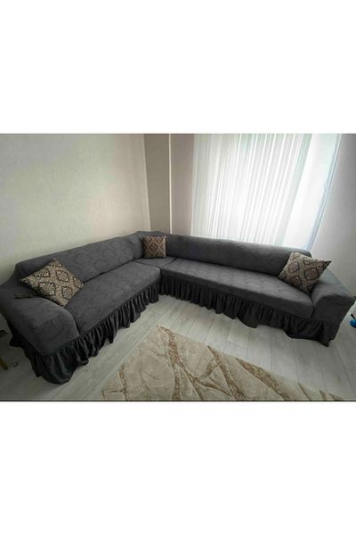 ARTUÇ JACQUARD PAISLEY PATTERN L CORNER 5 PERSON SOFA COVER SEAT COVER SOFA COVER WITH SKIRT RUBBERIZED STANDARD