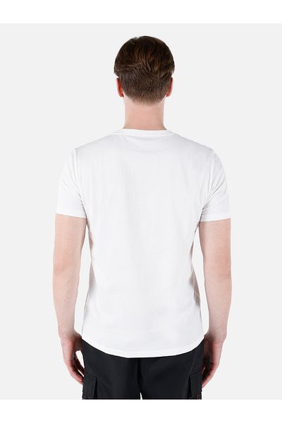 Colin's Tricou cu mânecă scurtă pentru bărbați, alb, imprimat cu decolteu normal, Cl 1050173