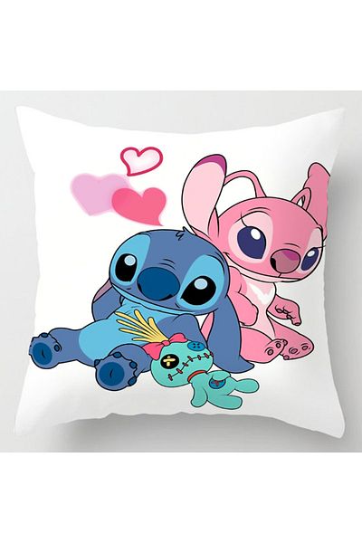 Miniso 45x45 Cm Stitch 14 Anime Figure Disney Stitch Double Sided Print Pillowcase Kawaii Stitch Pillow Pi
