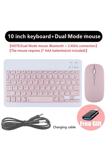 Choice Pink Rechargeable Bluetooth-compatible Keyboard Ultra-slim Wireless Mouse Keyboard Set For Android W